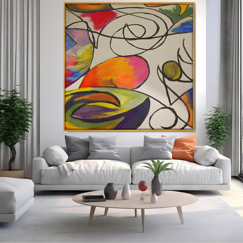 Tablou Canvas Premium LuxCanva® C1206, Kandinsky Painting Puzzle , Culori, Decorativ, Living Room, Culori Vibrante