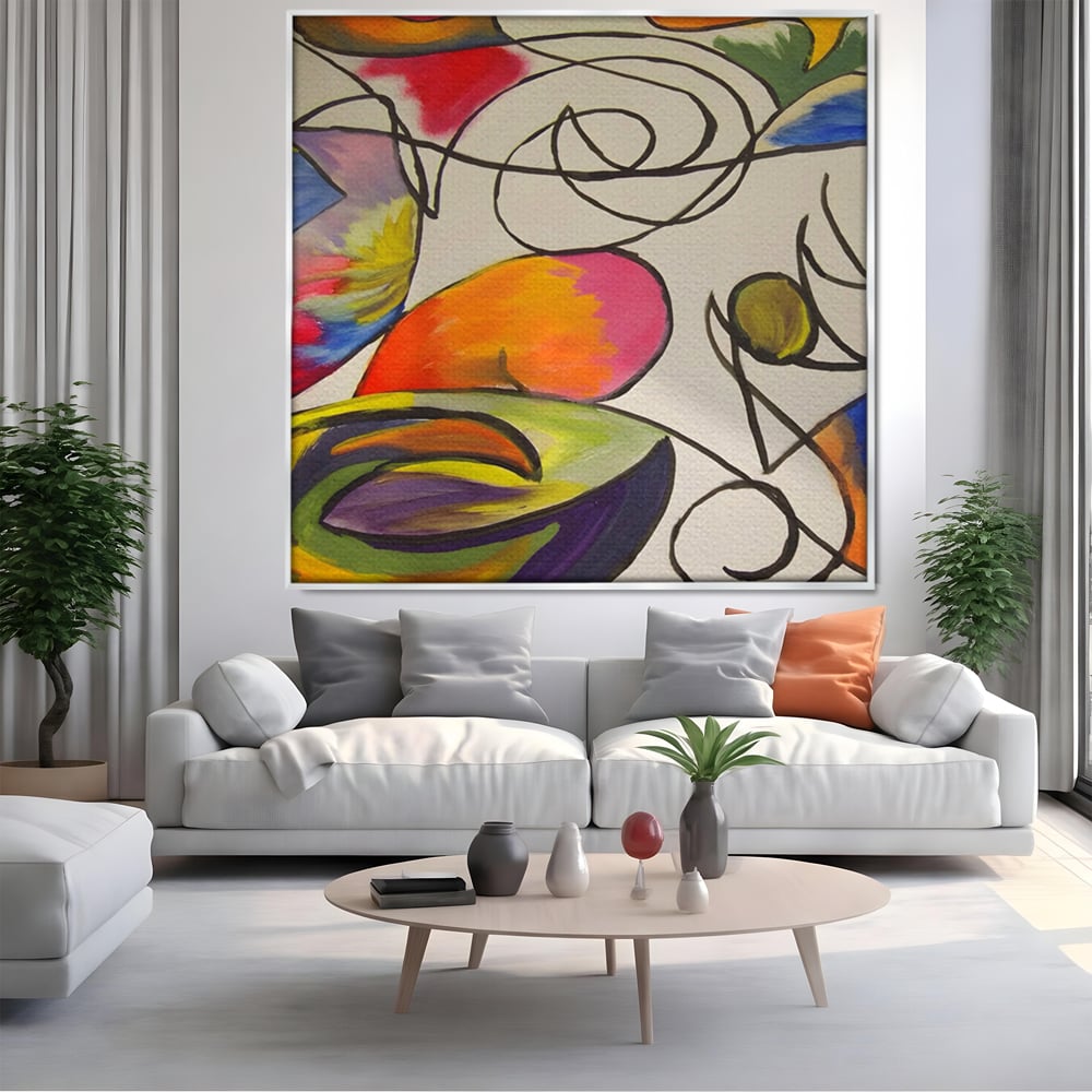 Tablou Canvas Premium LuxCanva® C1206, Kandinsky Painting Puzzle , Culori, Decorativ, Living Room, Culori Vibrante