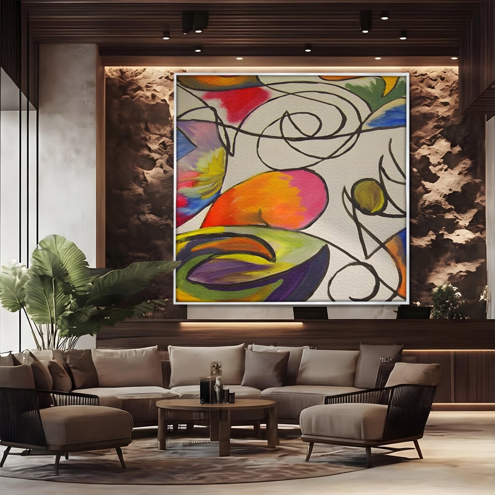 Tablou Canvas Premium LuxCanva® C1206, Kandinsky Painting Puzzle , Culori, Decorativ, Living Room, Culori Vibrante
