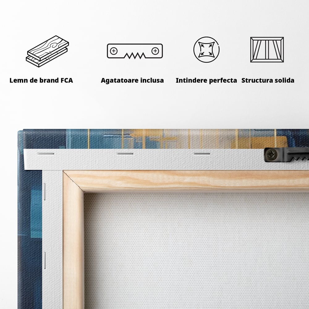 Tablou Canvas Premium LuxCanva® C1207, Gold And Blue Paint , Relaxare, Living Room, Culori Vibrante