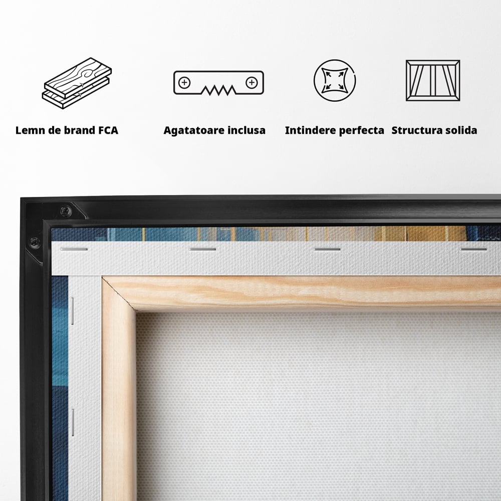 Tablou Canvas Premium LuxCanva® C1207, Gold And Blue Paint , Relaxare, Living Room, Culori Vibrante