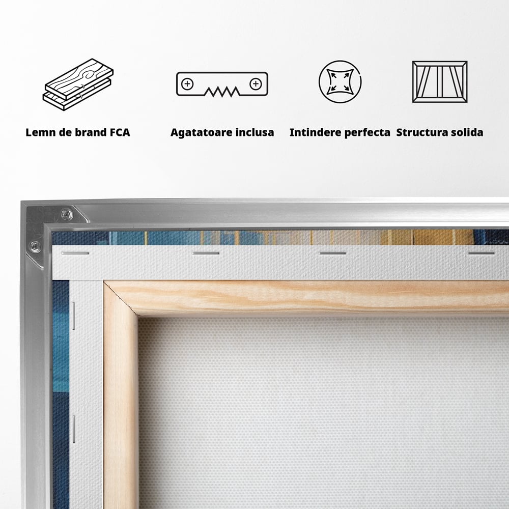 Tablou Canvas Premium LuxCanva® C1207, Gold And Blue Paint , Relaxare, Living Room, Culori Vibrante