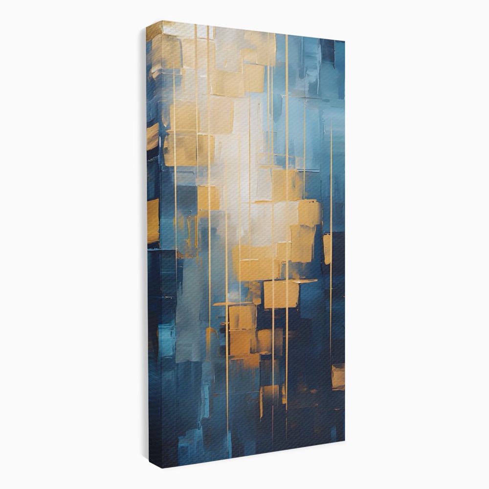 Tablou Canvas Premium LuxCanva® C1207, Gold And Blue Paint , Relaxare, Living Room, Culori Vibrante