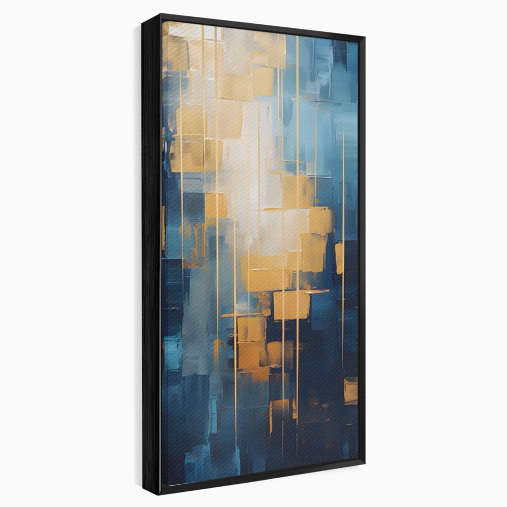 Tablou Canvas Premium LuxCanva® C1207, Gold And Blue Paint , Relaxare, Living Room, Culori Vibrante