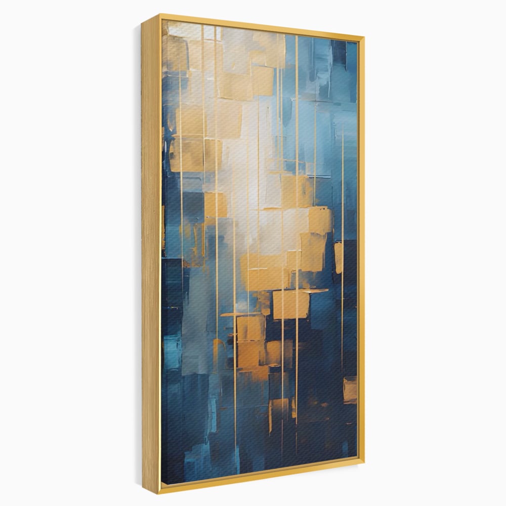 Tablou Canvas Premium LuxCanva® C1207, Gold And Blue Paint , Relaxare, Living Room, Culori Vibrante