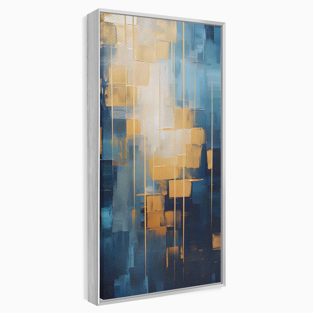 Tablou Canvas Premium LuxCanva® C1207, Gold And Blue Paint , Relaxare, Living Room, Culori Vibrante