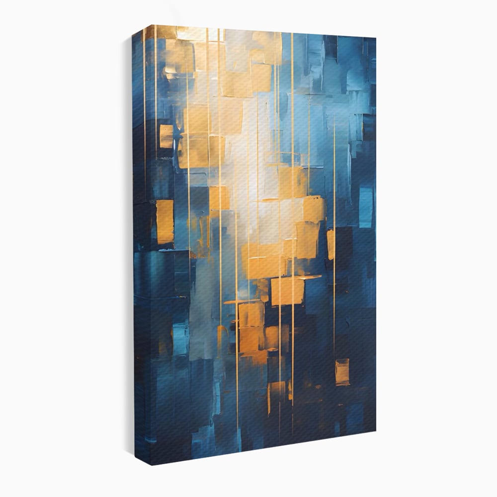Tablou Canvas Premium LuxCanva® C1207, Gold And Blue Paint , Relaxare, Living Room, Culori Vibrante