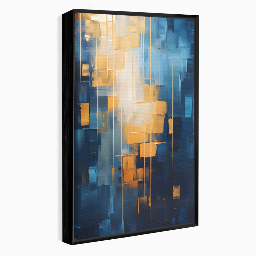 Tablou Canvas Premium LuxCanva® C1207, Gold And Blue Paint , Relaxare, Living Room, Culori Vibrante