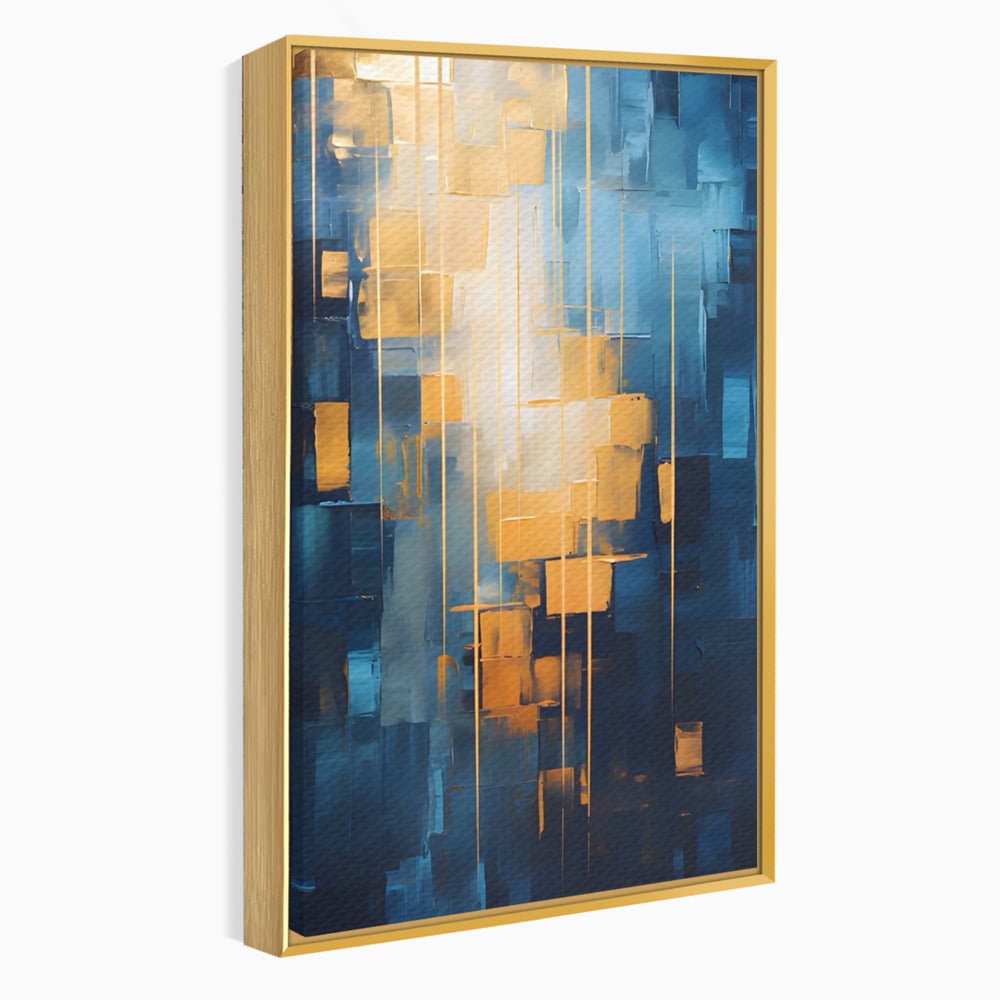 Tablou Canvas Premium LuxCanva® C1207, Gold And Blue Paint , Relaxare, Living Room, Culori Vibrante