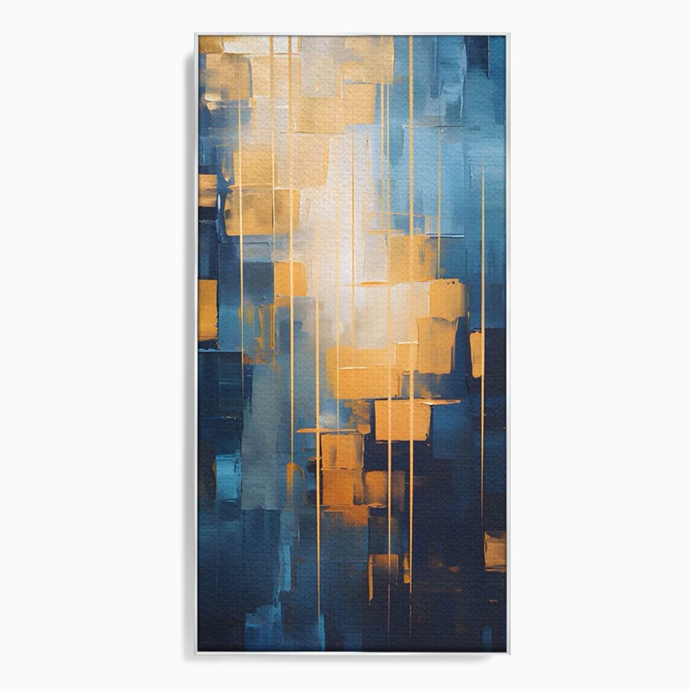Tablou Canvas Premium LuxCanva® C1207, Gold And Blue Paint , Relaxare, Living Room, Culori Vibrante