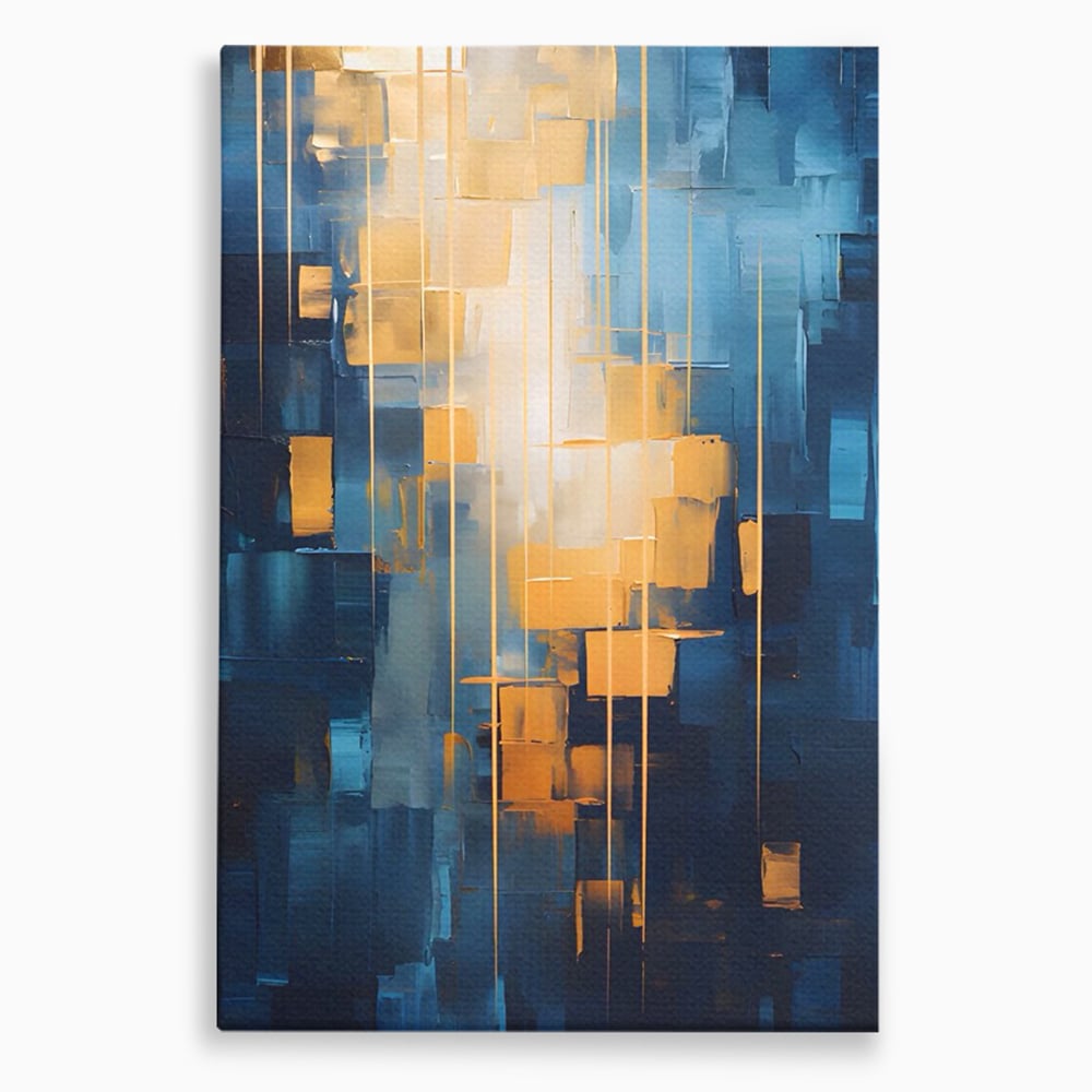 Tablou Canvas Premium LuxCanva® C1207, Gold And Blue Paint , Relaxare, Living Room, Culori Vibrante