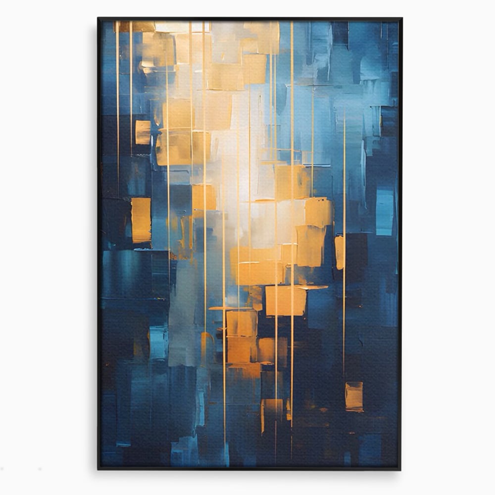 Tablou Canvas Premium LuxCanva® C1207, Gold And Blue Paint , Relaxare, Living Room, Culori Vibrante