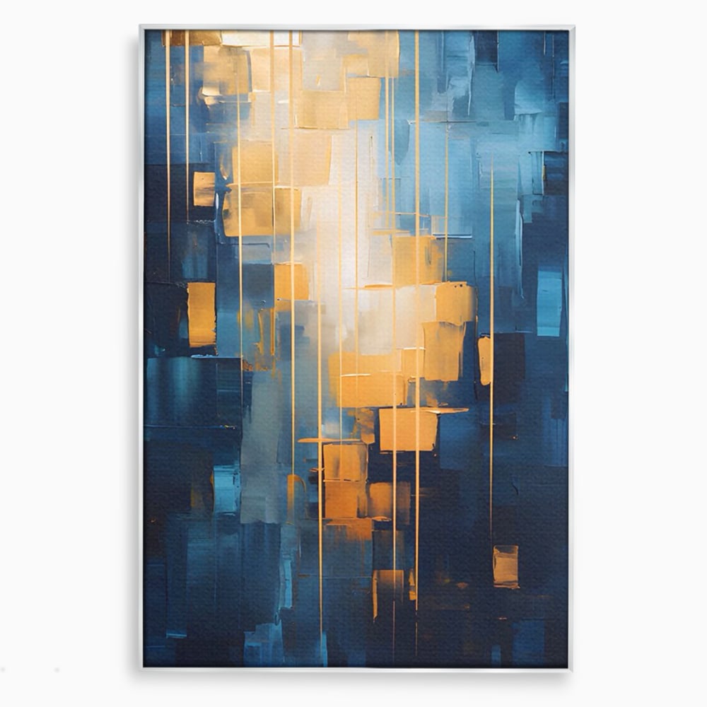 Tablou Canvas Premium LuxCanva® C1207, Gold And Blue Paint , Relaxare, Living Room, Culori Vibrante