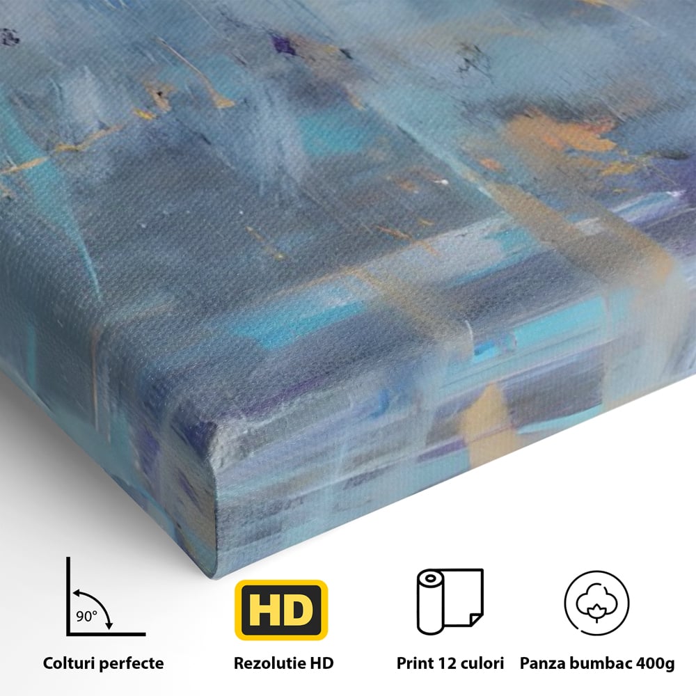 Tablou Canvas Premium LuxCanva® C1209, Blue Abstract Paint , Relaxare, Living Room, Culori Vibrante