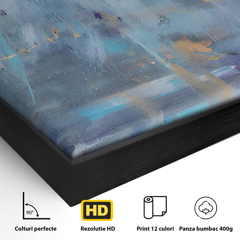 Tablou Canvas Premium LuxCanva® C1209, Blue Abstract Paint , Relaxare, Living Room, Culori Vibrante