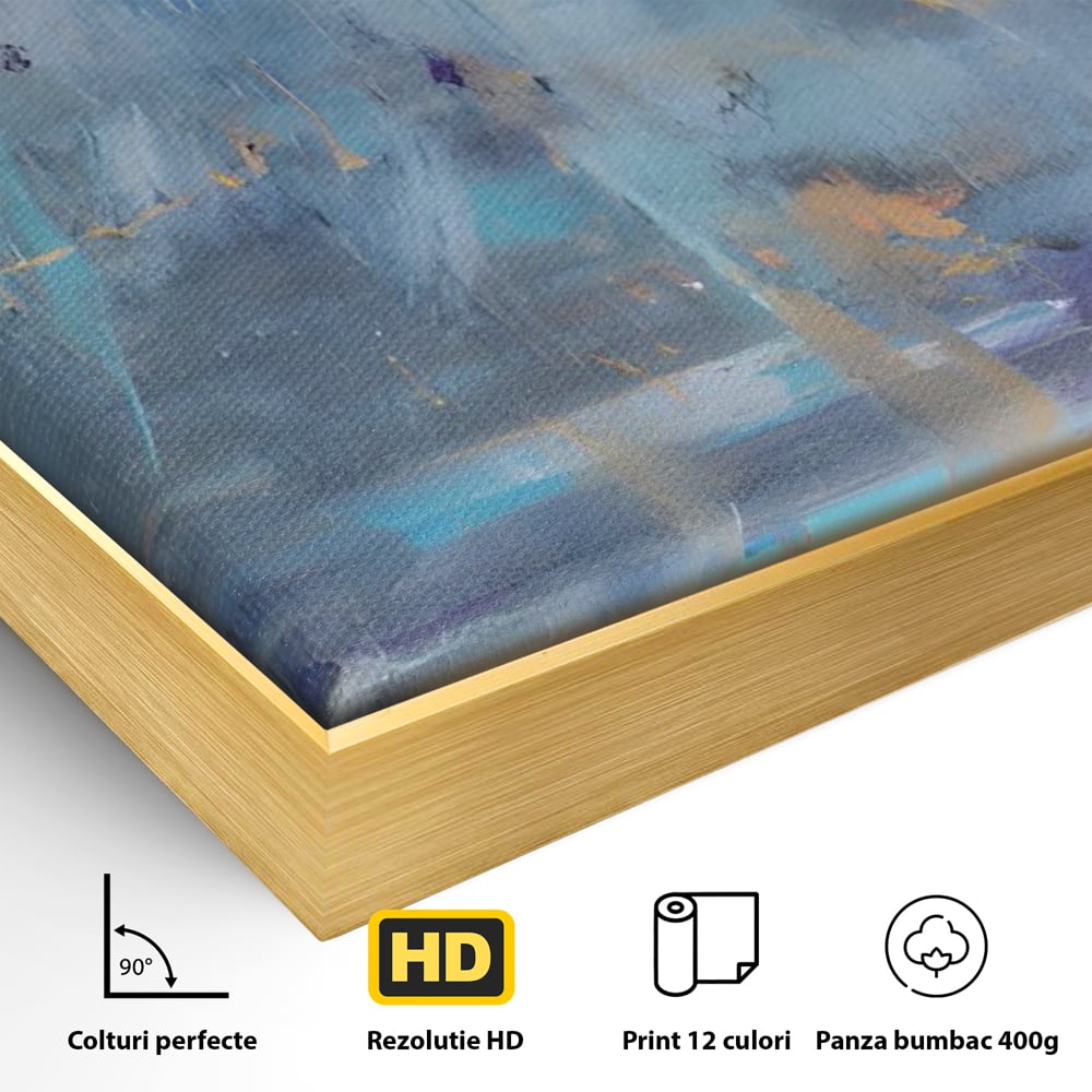 Tablou Canvas Premium LuxCanva® C1209, Blue Abstract Paint , Relaxare, Living Room, Culori Vibrante