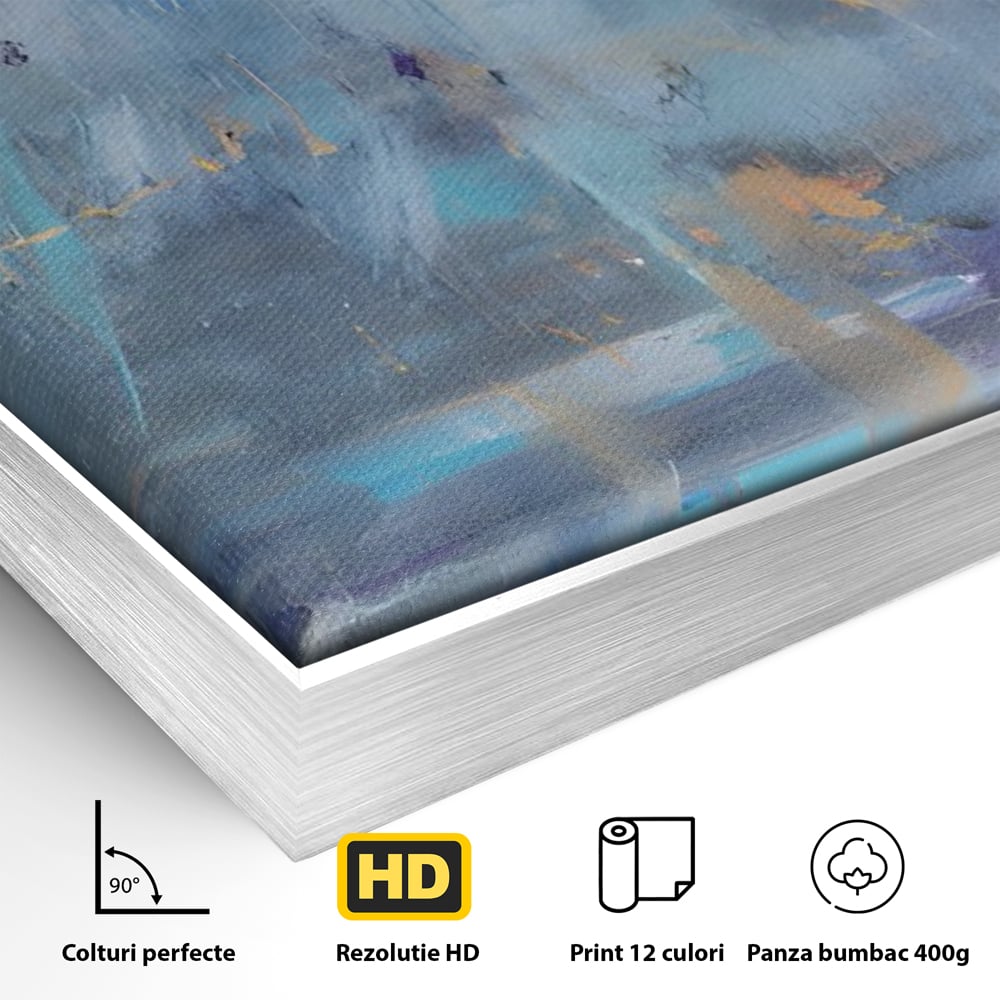 Tablou Canvas Premium LuxCanva® C1209, Blue Abstract Paint , Relaxare, Living Room, Culori Vibrante