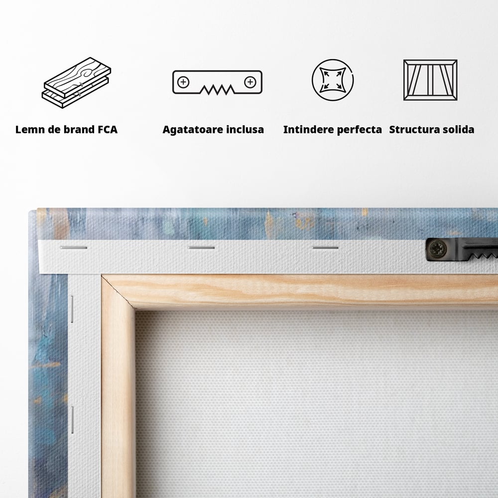 Tablou Canvas Premium LuxCanva® C1209, Blue Abstract Paint , Relaxare, Living Room, Culori Vibrante