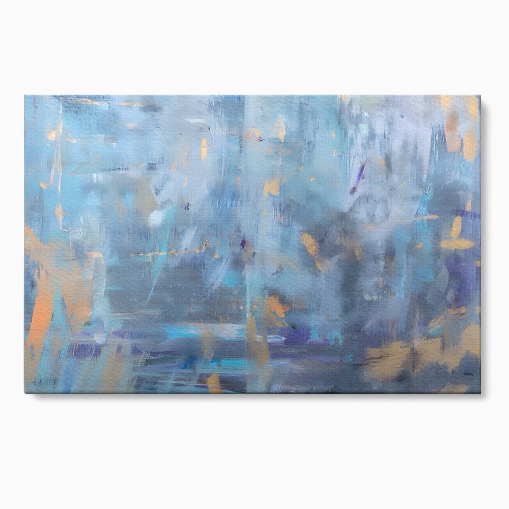 Tablou Canvas Premium LuxCanva® C1209, Blue Abstract Paint , Relaxare, Living Room, Culori Vibrante