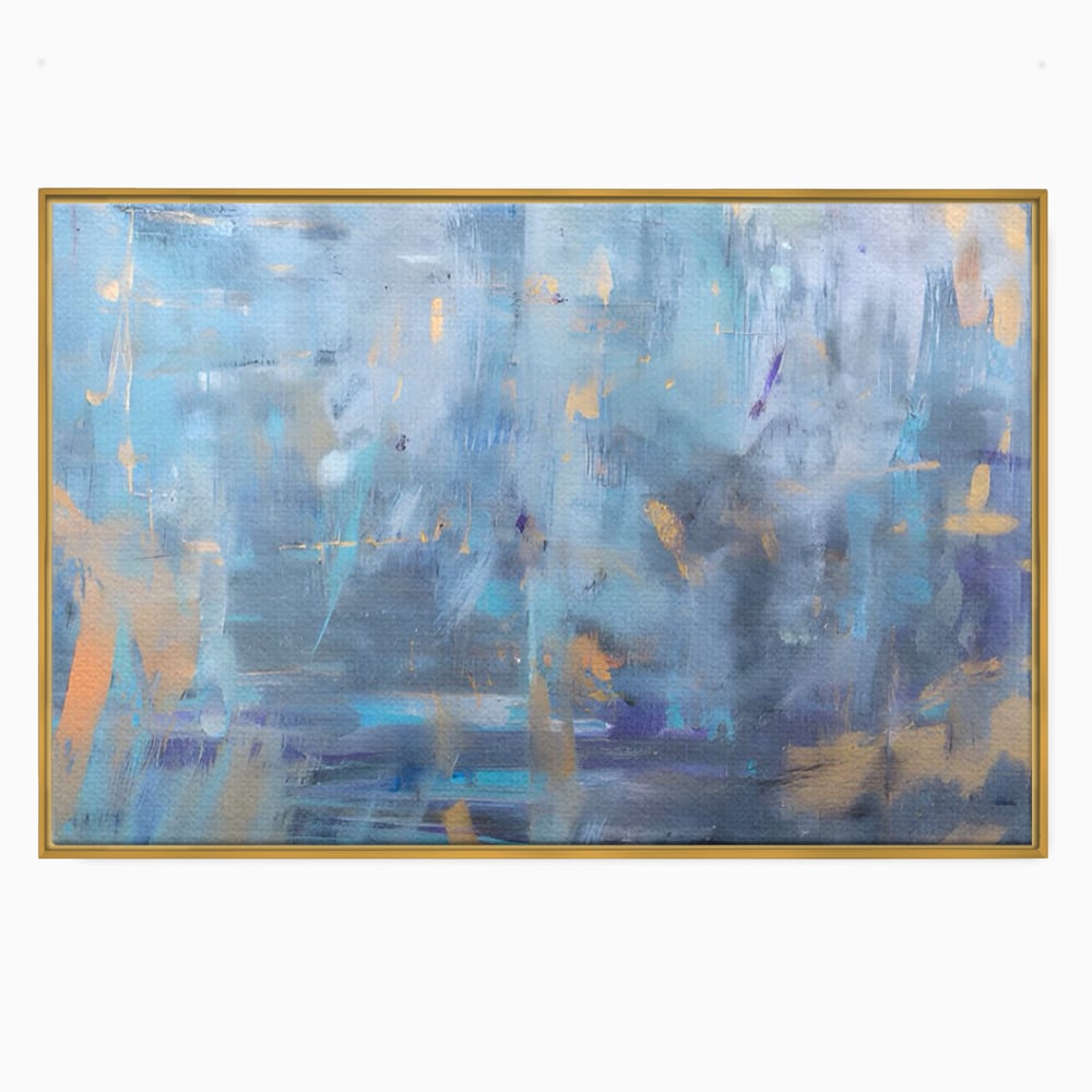 Tablou Canvas Premium LuxCanva® C1209, Blue Abstract Paint , Relaxare, Living Room, Culori Vibrante