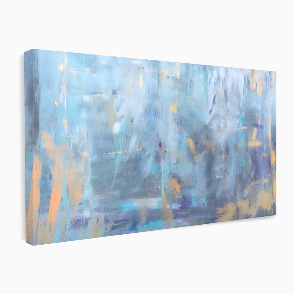 Tablou Canvas Premium LuxCanva® C1209, Blue Abstract Paint , Relaxare, Living Room, Culori Vibrante