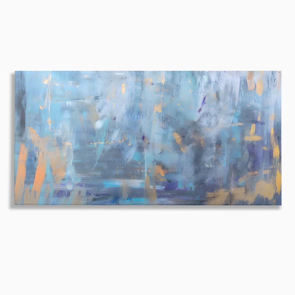 Tablou Canvas Premium LuxCanva® C1209, Blue Abstract Paint , Relaxare, Living Room, Culori Vibrante