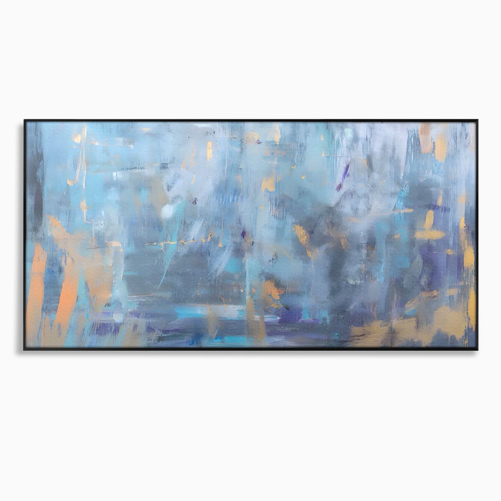 Tablou Canvas Premium LuxCanva® C1209, Blue Abstract Paint , Relaxare, Living Room, Culori Vibrante