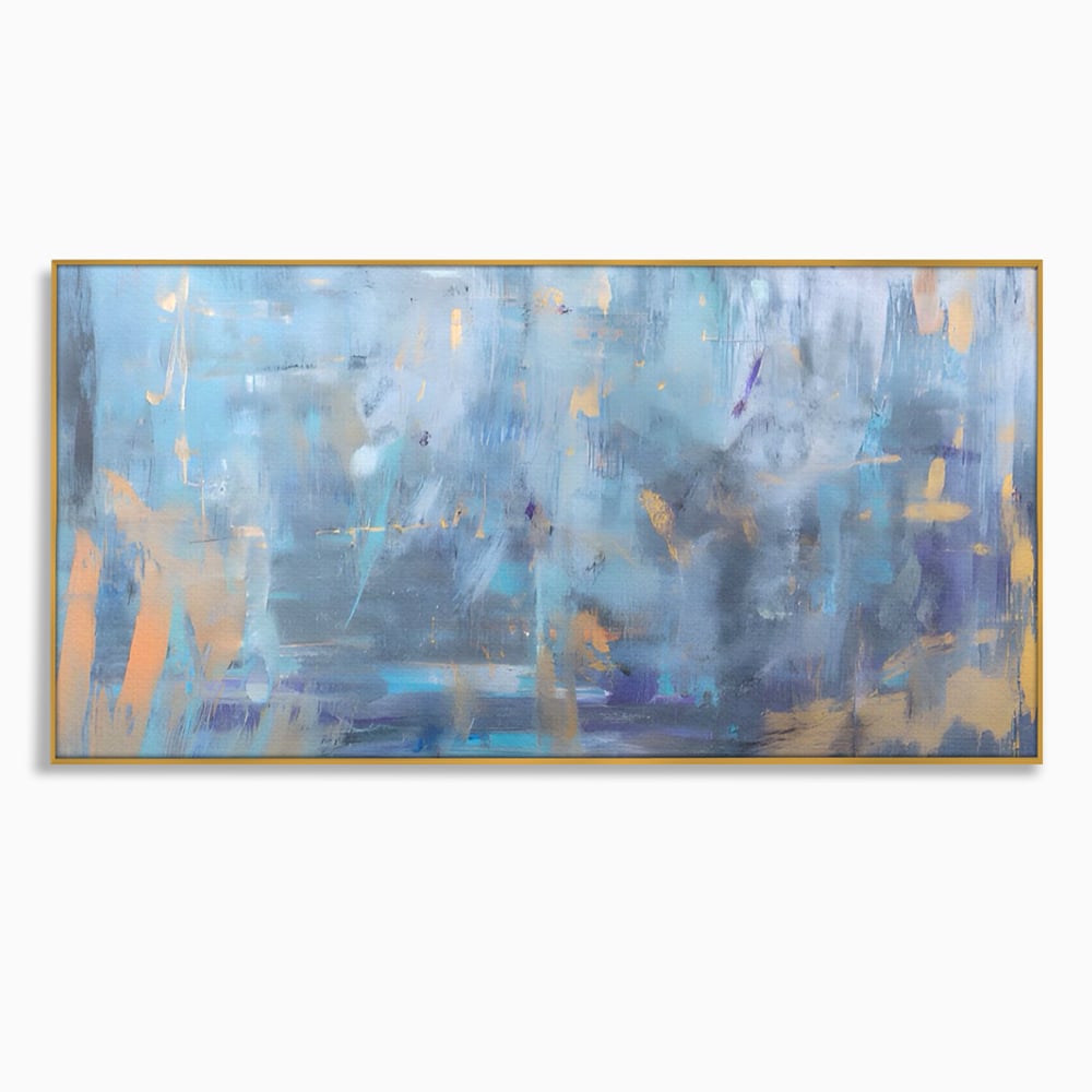 Tablou Canvas Premium LuxCanva® C1209, Blue Abstract Paint , Relaxare, Living Room, Culori Vibrante