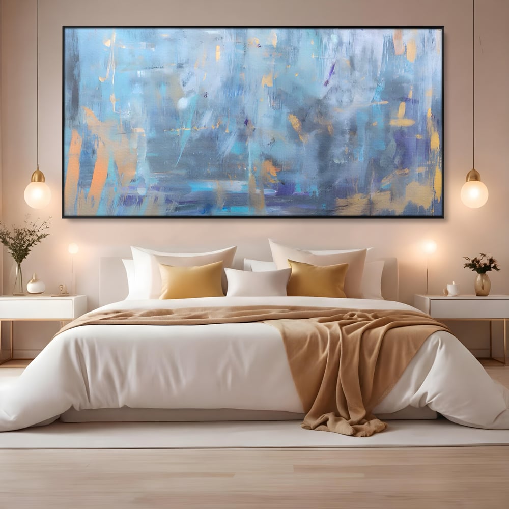 Tablou Canvas Premium LuxCanva® C1209, Blue Abstract Paint , Relaxare, Living Room, Culori Vibrante
