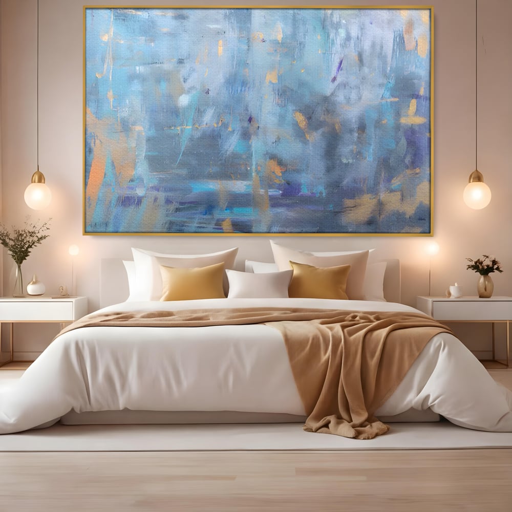 Tablou Canvas Premium LuxCanva® C1209, Blue Abstract Paint , Relaxare, Living Room, Culori Vibrante