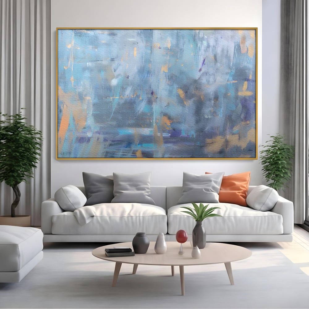 Tablou Canvas Premium LuxCanva® C1209, Blue Abstract Paint , Relaxare, Living Room, Culori Vibrante
