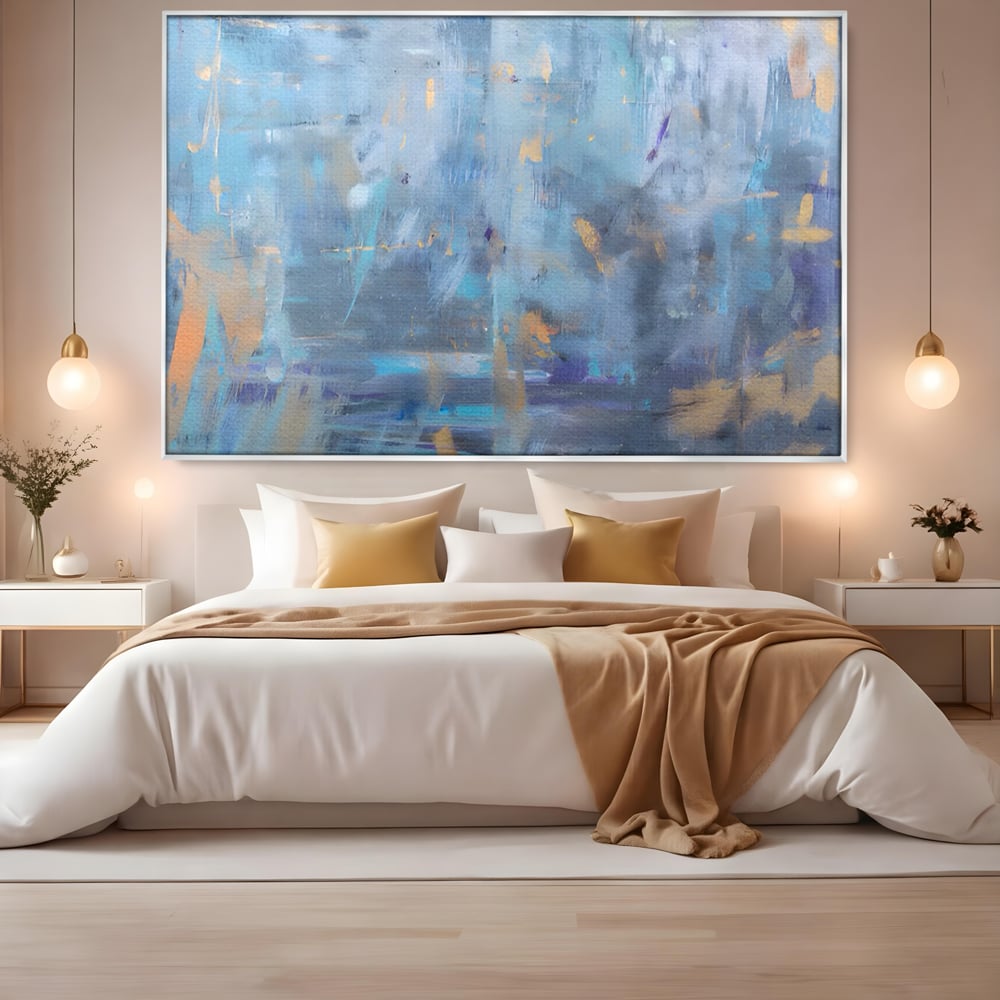 Tablou Canvas Premium LuxCanva® C1209, Blue Abstract Paint , Relaxare, Living Room, Culori Vibrante