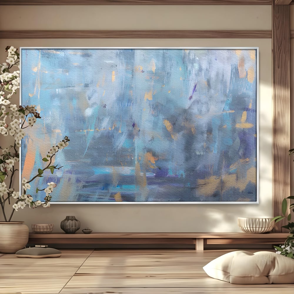 Tablou Canvas Premium LuxCanva® C1209, Blue Abstract Paint , Relaxare, Living Room, Culori Vibrante