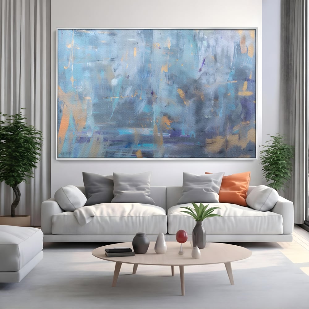 Tablou Canvas Premium LuxCanva® C1209, Blue Abstract Paint , Relaxare, Living Room, Culori Vibrante
