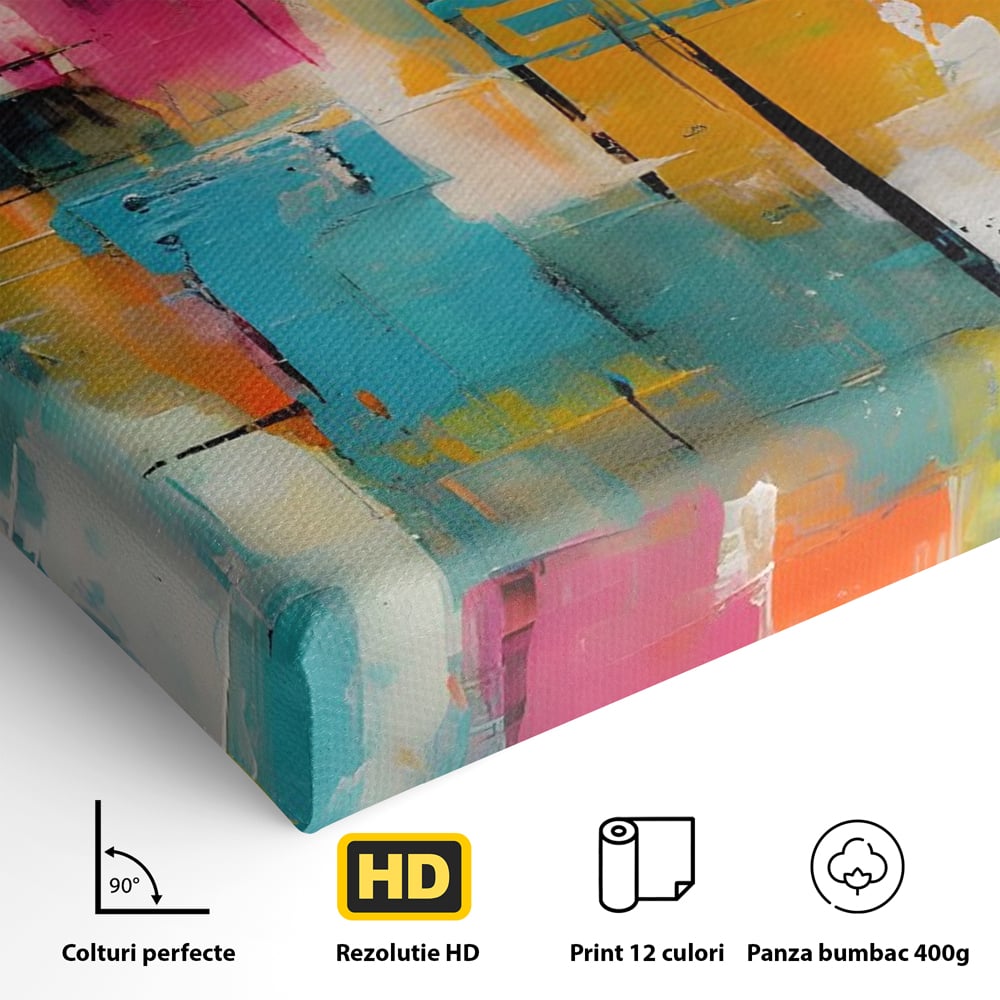 LuxCanva Premium-Leinwand Leinwand Wandkunst® C1211, Abstrakte Colorscape Paint , Farben, Dekorativ, Wohnzimmer, Lebendige Farben