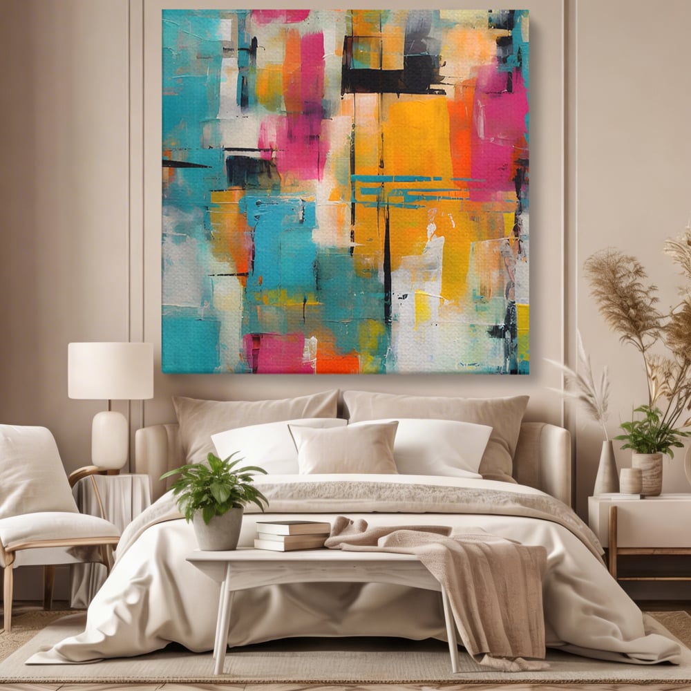 LuxCanva Premium-Leinwand Leinwand Wandkunst® C1211, Abstrakte Colorscape Paint , Farben, Dekorativ, Wohnzimmer, Lebendige Farben
