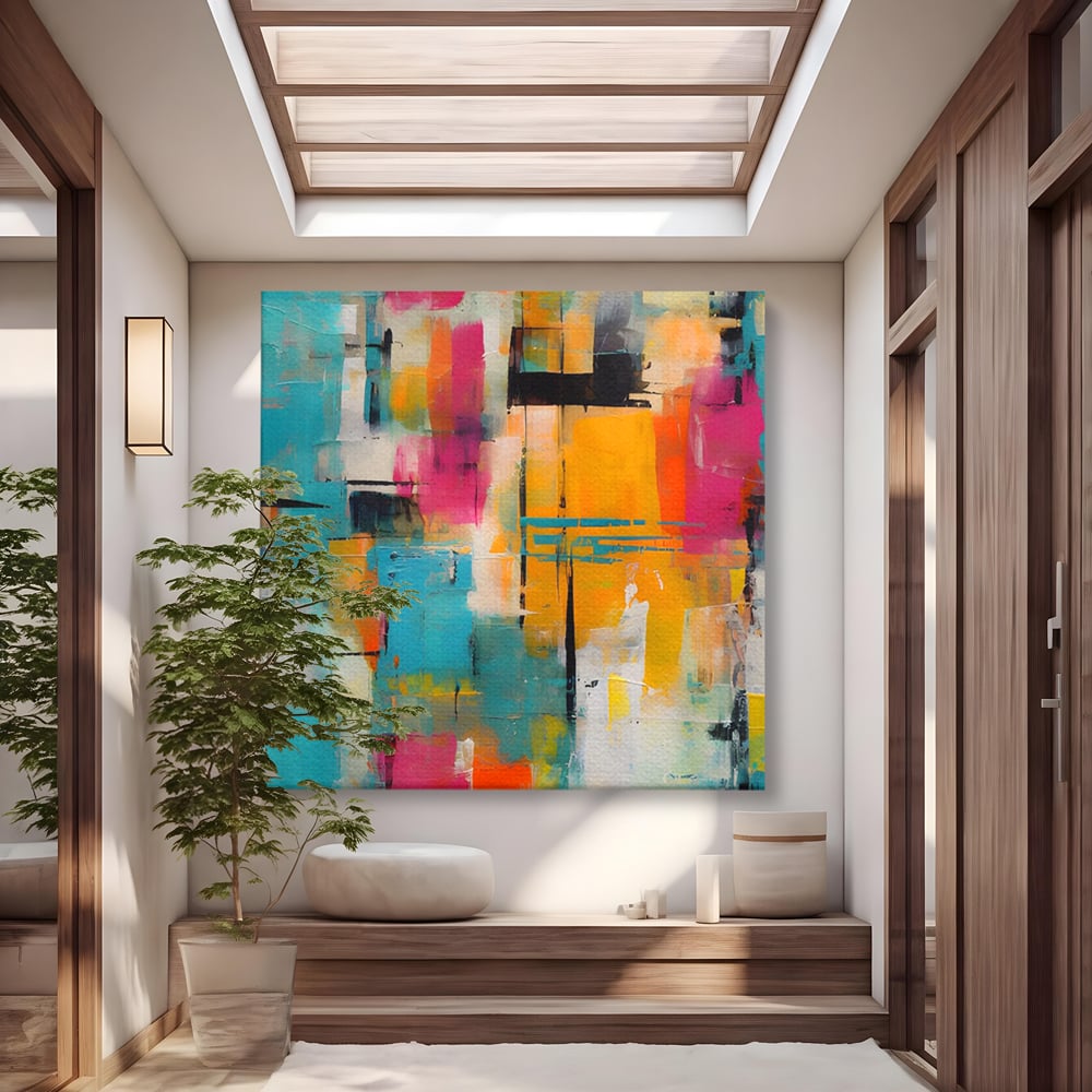 LuxCanva Premium-Leinwand Leinwand Wandkunst® C1211, Abstrakte Colorscape Paint , Farben, Dekorativ, Wohnzimmer, Lebendige Farben