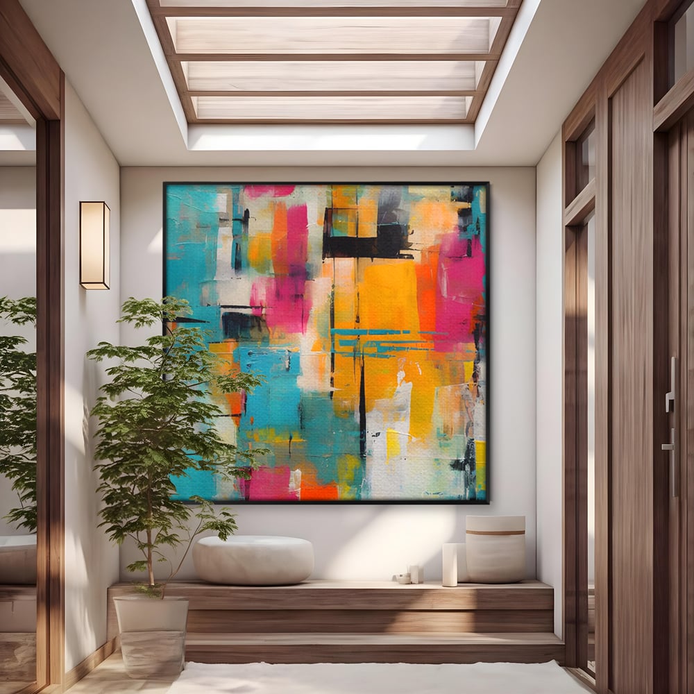 LuxCanva Premium-Leinwand Leinwand Wandkunst® C1211, Abstrakte Colorscape Paint , Farben, Dekorativ, Wohnzimmer, Lebendige Farben
