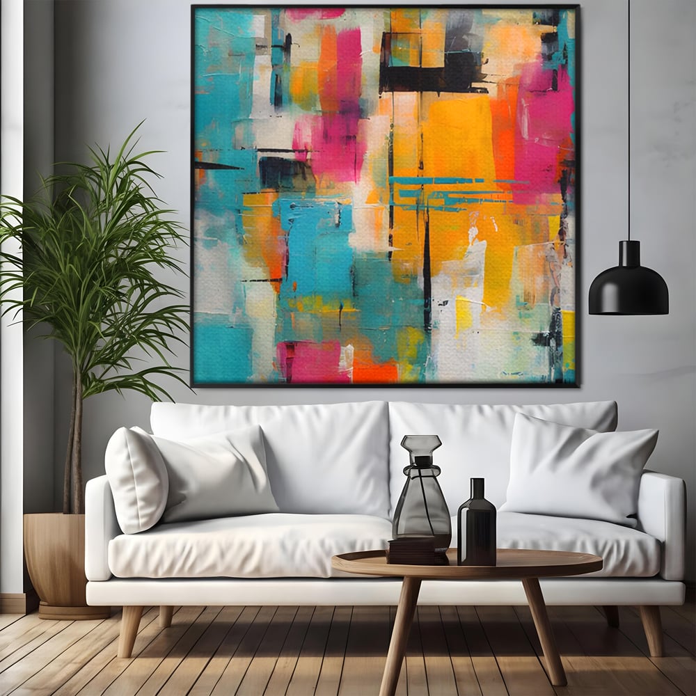 LuxCanva Premium-Leinwand Leinwand Wandkunst® C1211, Abstrakte Colorscape Paint , Farben, Dekorativ, Wohnzimmer, Lebendige Farben