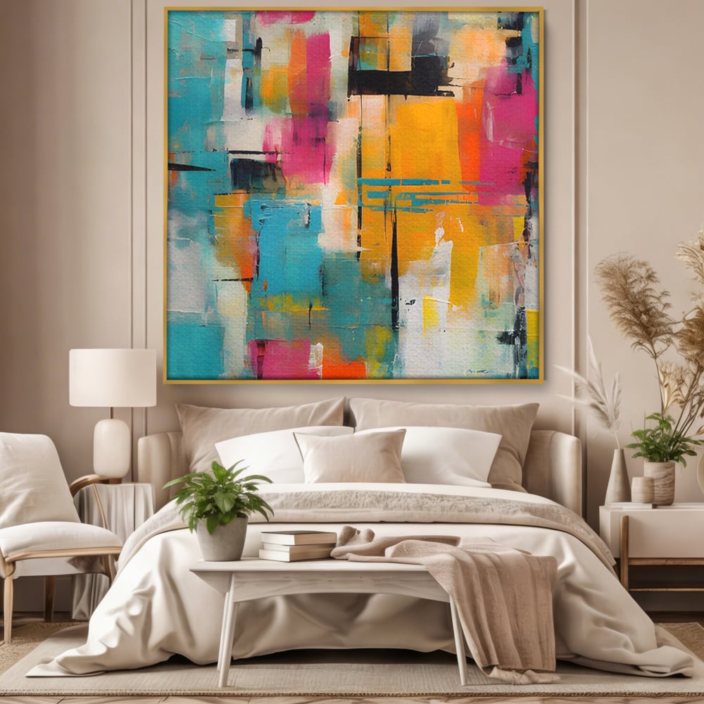 LuxCanva Premium-Leinwand Leinwand Wandkunst® C1211, Abstrakte Colorscape Paint , Farben, Dekorativ, Wohnzimmer, Lebendige Farben