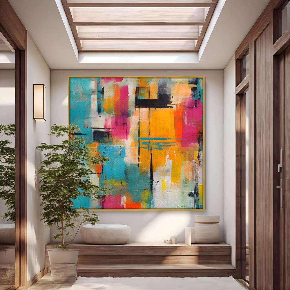LuxCanva Premium-Leinwand Leinwand Wandkunst® C1211, Abstrakte Colorscape Paint , Farben, Dekorativ, Wohnzimmer, Lebendige Farben