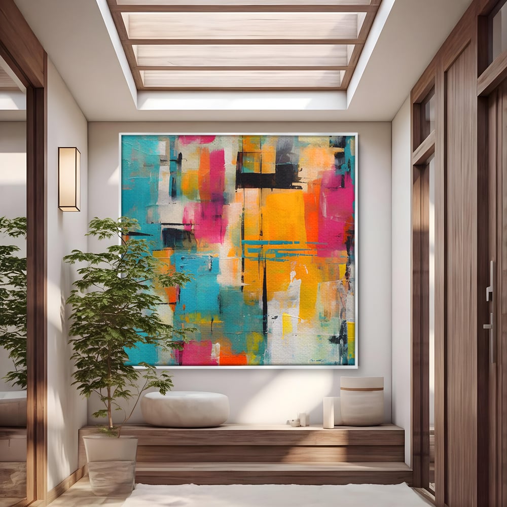 LuxCanva Premium-Leinwand Leinwand Wandkunst® C1211, Abstrakte Colorscape Paint , Farben, Dekorativ, Wohnzimmer, Lebendige Farben