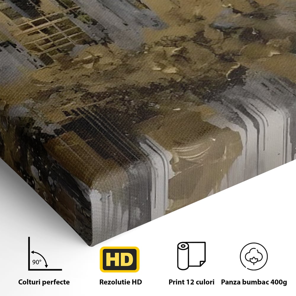 Tablou Canvas Premium LuxCanva® C1213, Gold Sky Scrapers , Relaxare, Living Room, Culori Vibrante