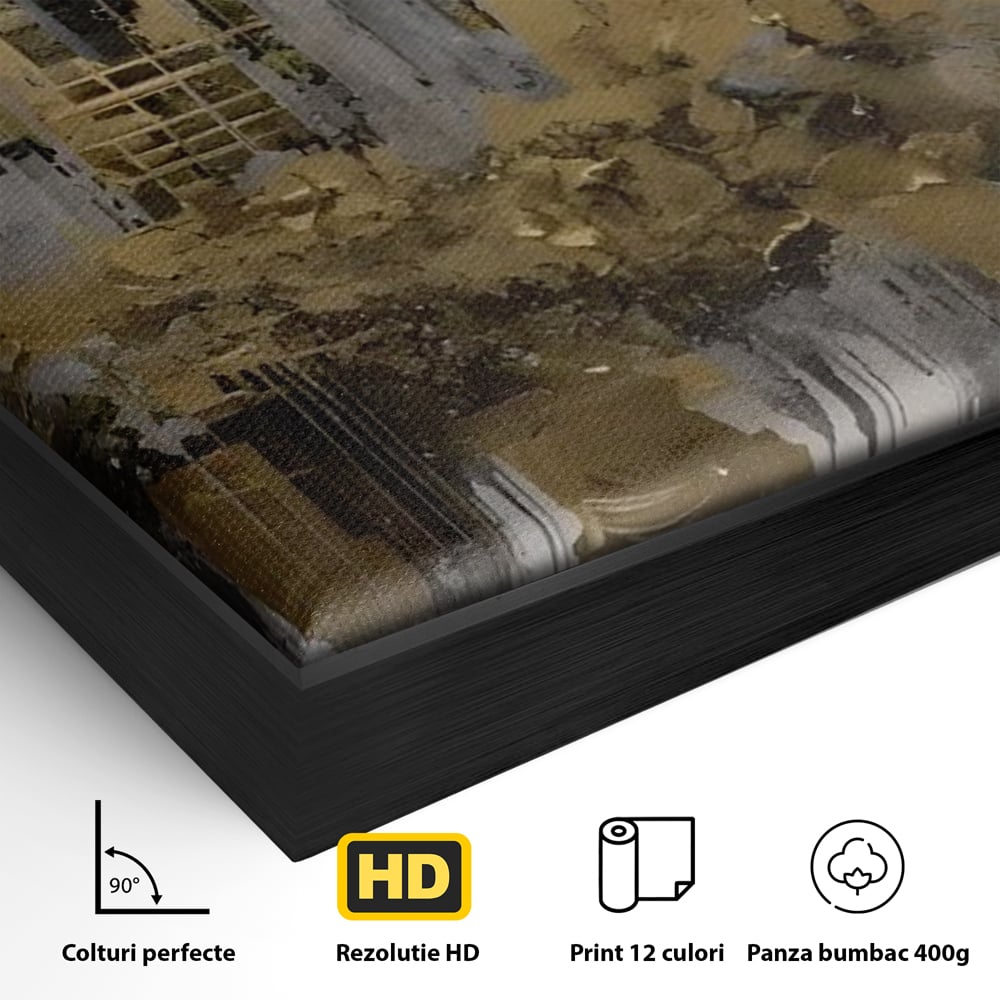 Tablou Canvas Premium LuxCanva® C1213, Gold Sky Scrapers , Relaxare, Living Room, Culori Vibrante