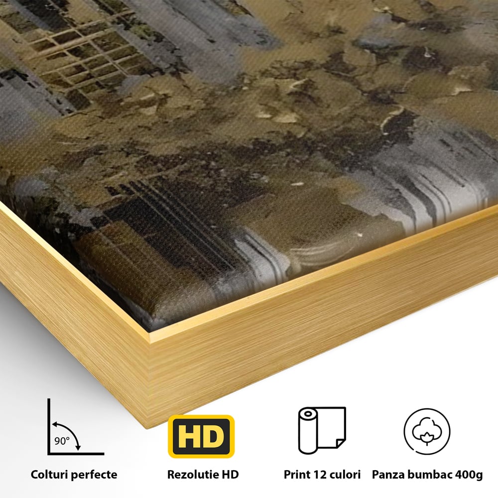Tablou Canvas Premium LuxCanva® C1213, Gold Sky Scrapers , Relaxare, Living Room, Culori Vibrante