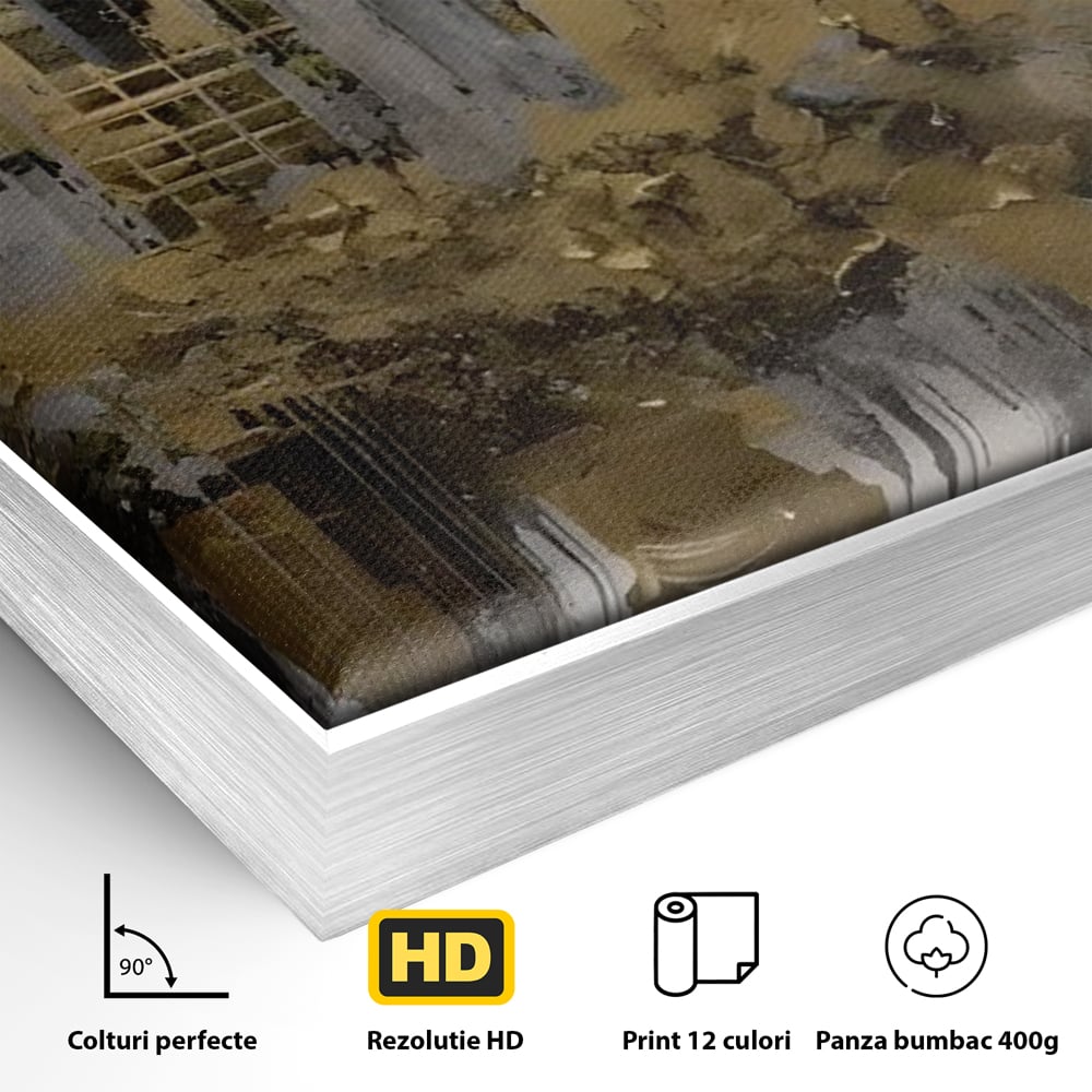 Tablou Canvas Premium LuxCanva® C1213, Gold Sky Scrapers , Relaxare, Living Room, Culori Vibrante