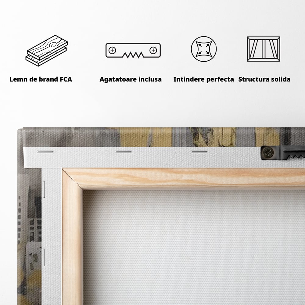 Tablou Canvas Premium LuxCanva® C1213, Gold Sky Scrapers , Relaxare, Living Room, Culori Vibrante