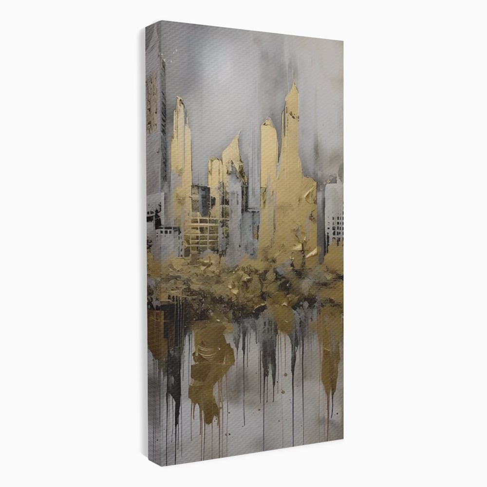 Tablou Canvas Premium LuxCanva® C1213, Gold Sky Scrapers , Relaxare, Living Room, Culori Vibrante