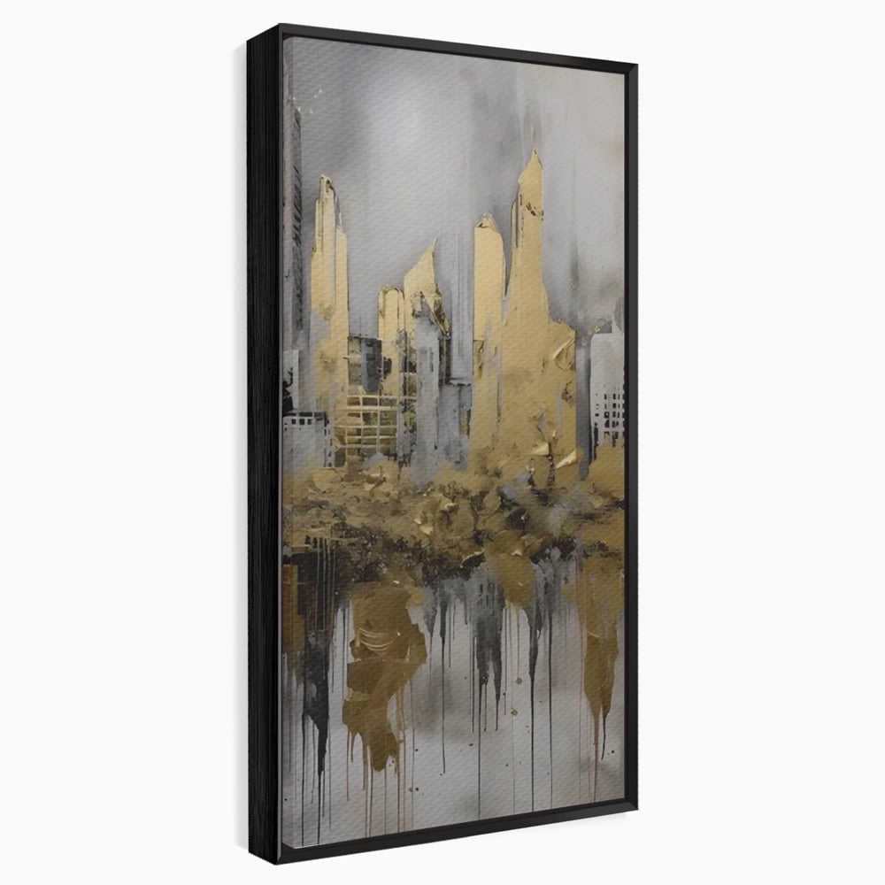Tablou Canvas Premium LuxCanva® C1213, Gold Sky Scrapers , Relaxare, Living Room, Culori Vibrante