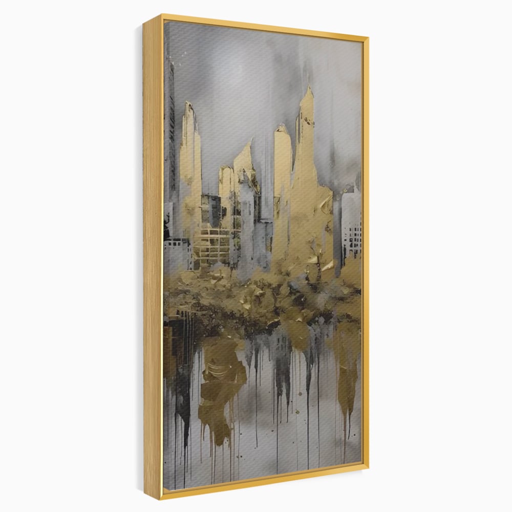 Tablou Canvas Premium LuxCanva® C1213, Gold Sky Scrapers , Relaxare, Living Room, Culori Vibrante